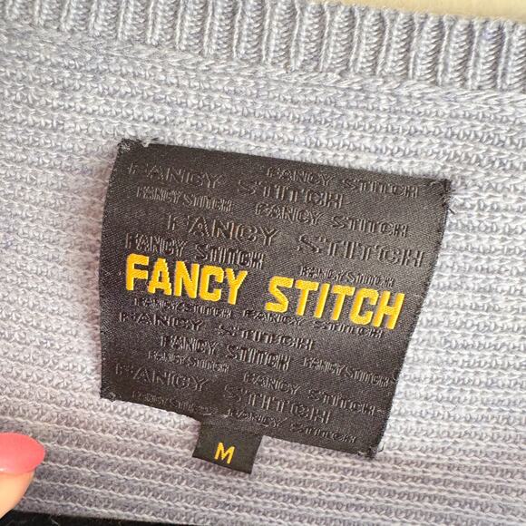 Fancy Stitch Blue Ribbed Cashmere Blend Lightweight Sweater - Medium - Picture 3 of 7